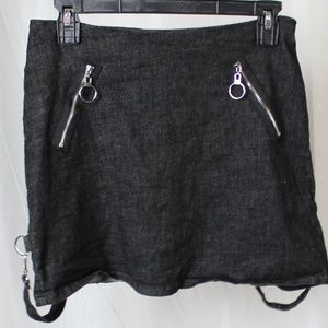 Dark denim mini skirt suspender Y2K Jawbreaker